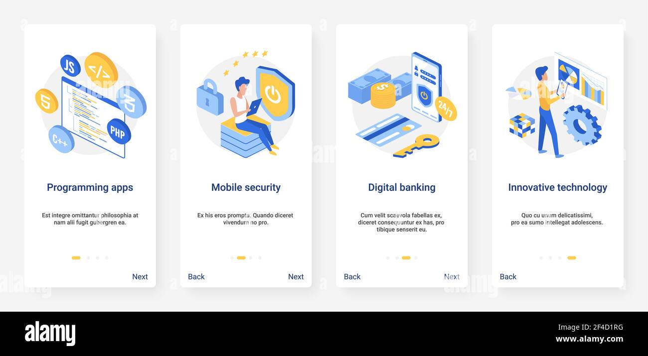 Sicherheit digitales Banking innovative Technologie, Innovation im Bankservice, Programmierung Stock Vektor