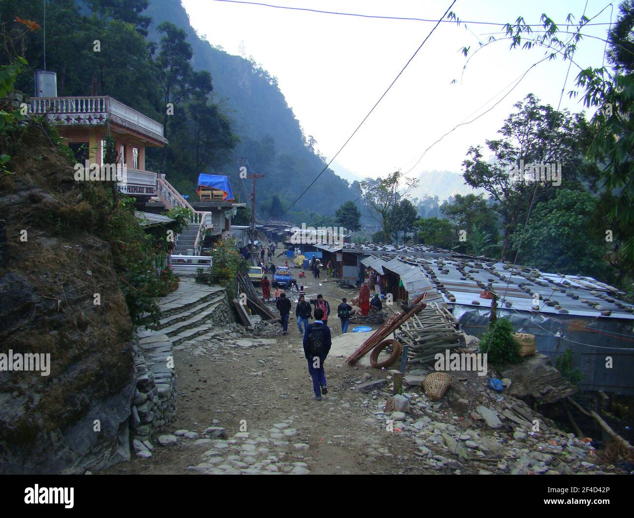 Kleine Bergdörfer in den Annapurna Ausläufern, Nepal Stockfoto