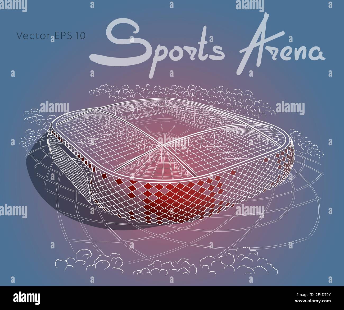 Hand gezeichnete Skizze des neuen Stadions in Moskau. Otkrytie Arena. Stock Vektor