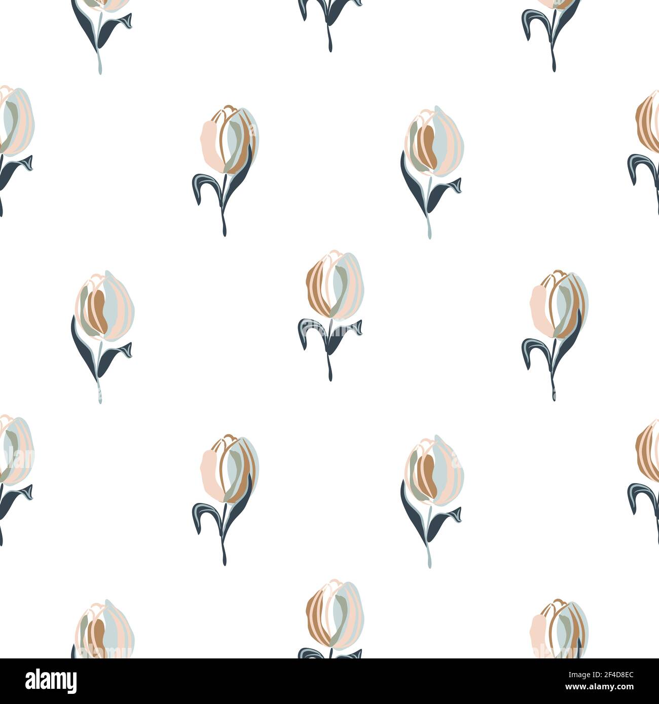 Nahtlose Tulpen Frühling Blumen Illustration. Floraler Stoffdruck im Hintergrund. Stock Vektor