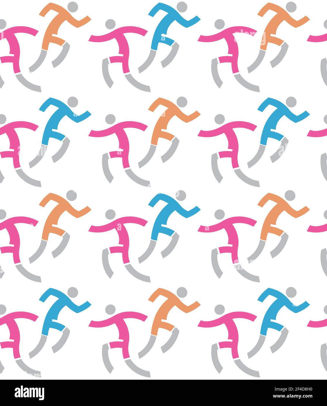 Running People, Jogginghose, Nahtloses Dekorationsmuster. Farbenfroher Hintergrund mit Runners-Symbolen. Vektor verfügbar. Stock Vektor