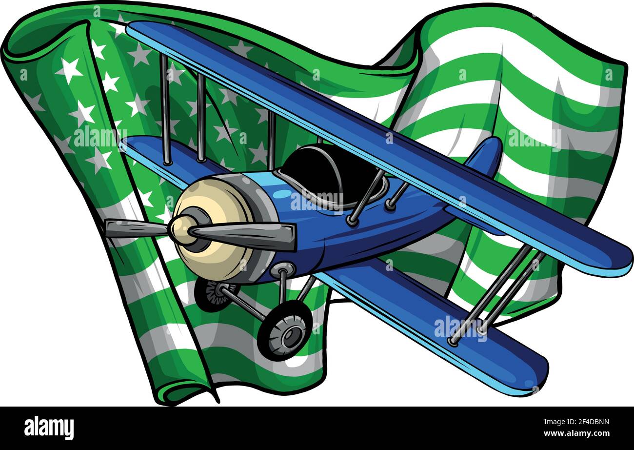 Vektor-Illustration Cartoon Flugzeug mit amerika Flagge Stock Vektor