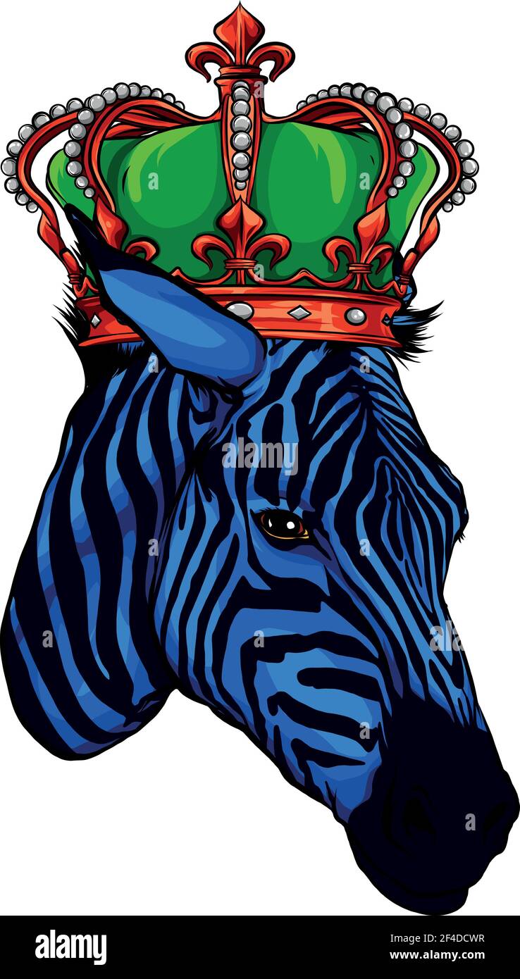 Niedliche Zebra tragen eine Krone Vektor Illustration Stock Vektor