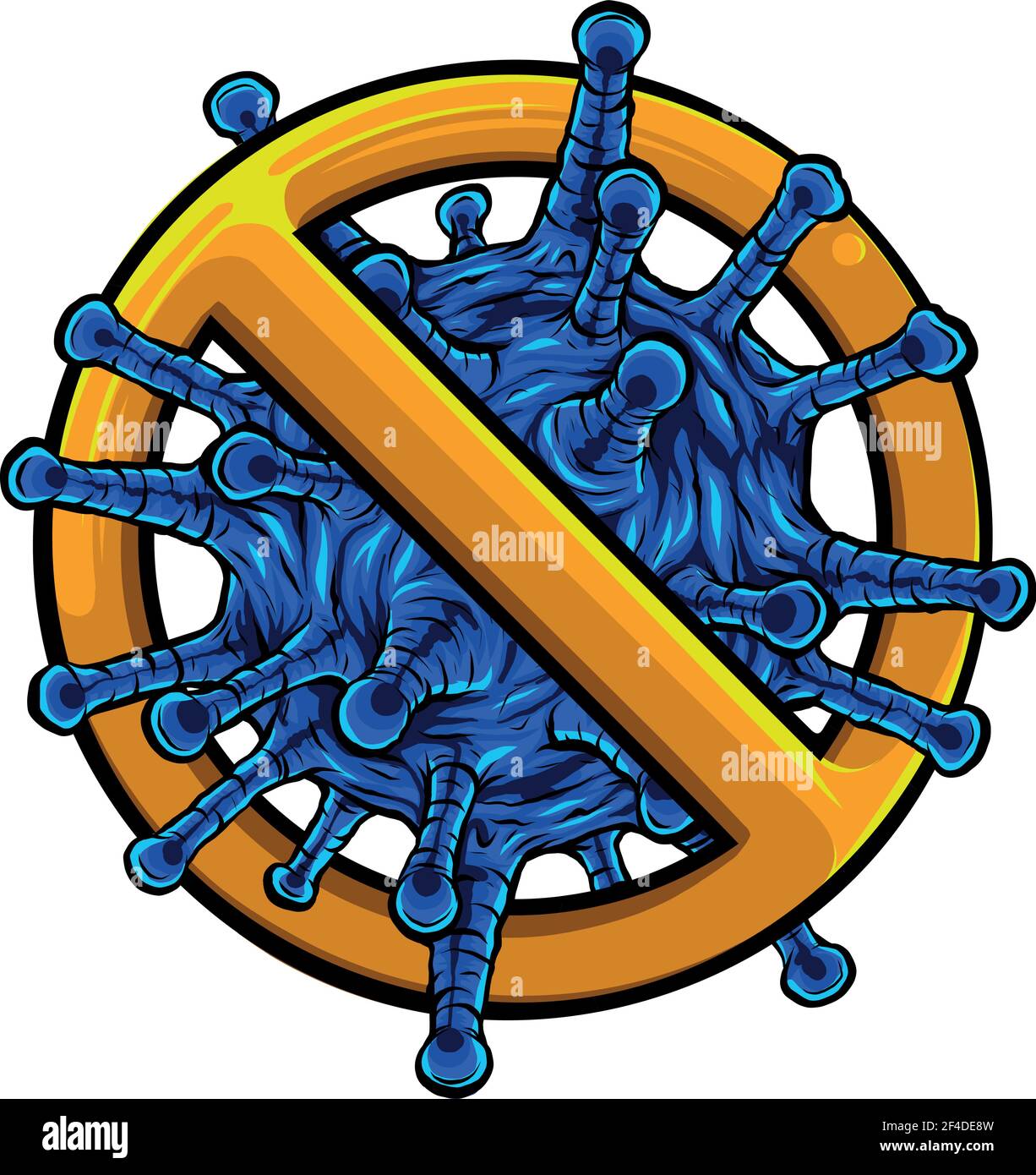 Verbotenes Zeichen mit Viruspartikel-Glyph-Symbol Stock Vektor