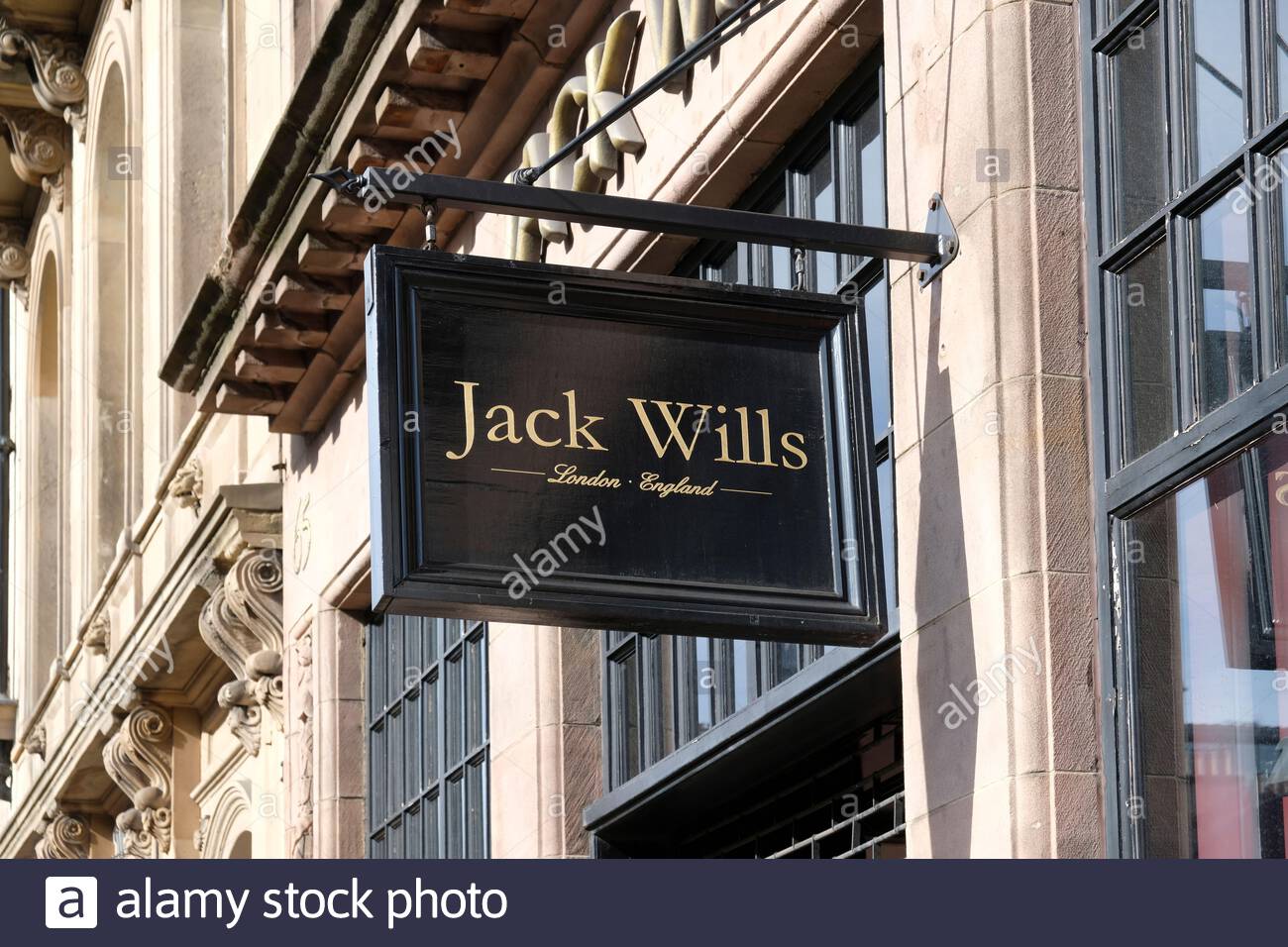 Jack Wills London Schild, Einzelhändler für Herren- und Damenbekleidung, George Street, Edinburgh Schottland Stockfoto