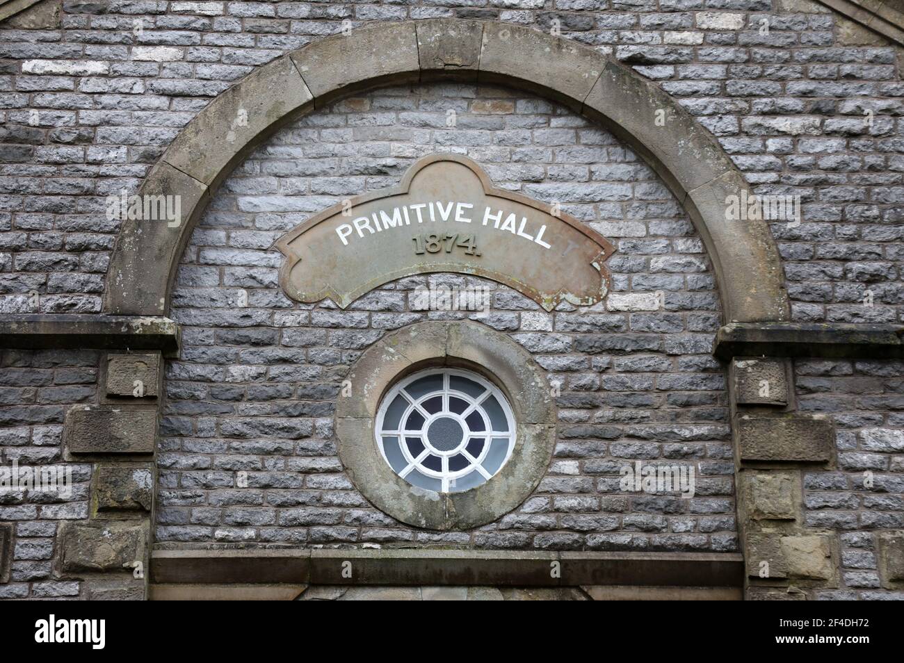 Primitive Hall erbaut 1874 im Dorf Derbyshire Chelmorton Stockfoto