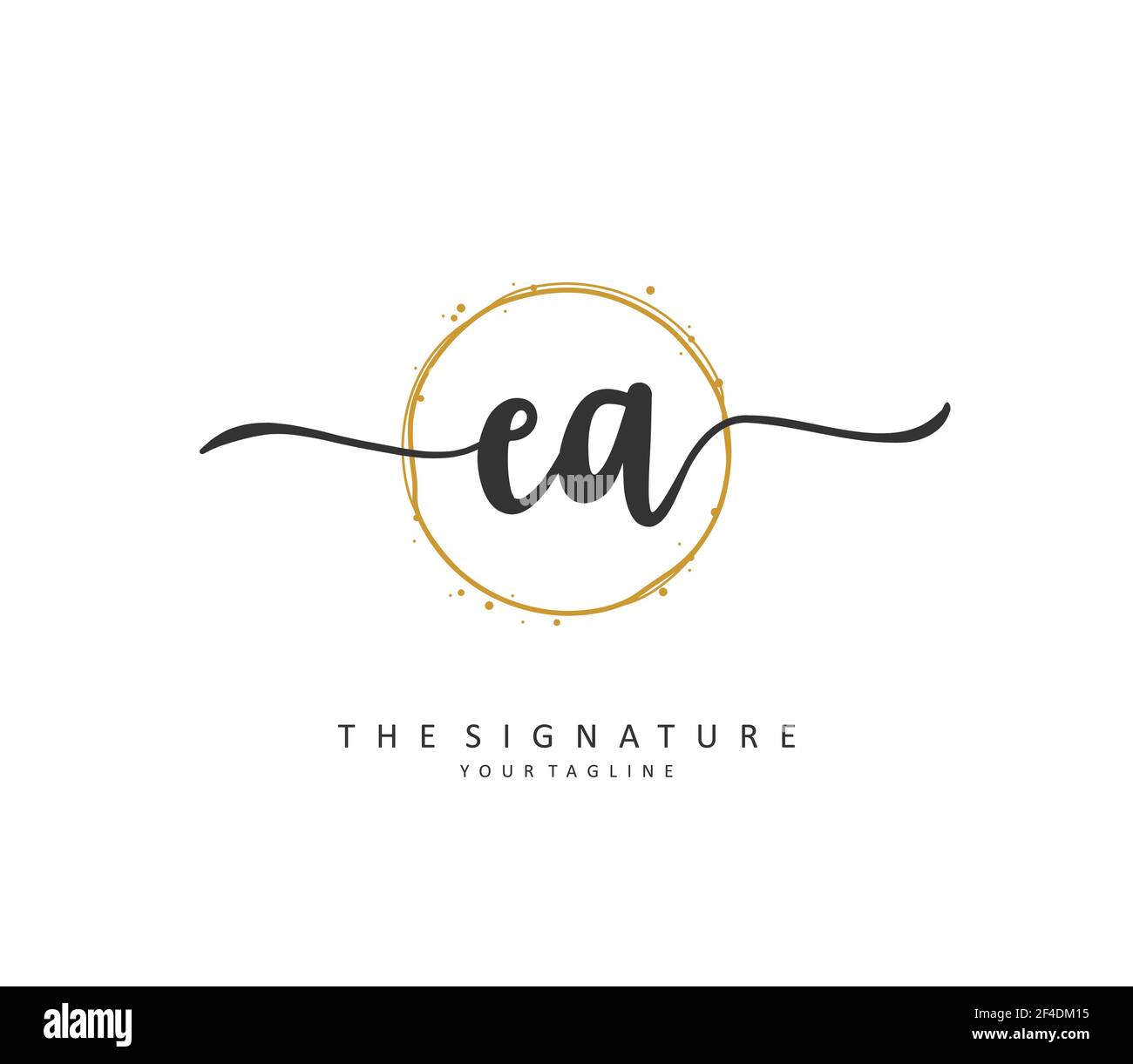 E EINE EA-Initialbrieffinschrift und ein Signaturlogo. Ein Konzept handschriftlich Initiallogo mit Template-Element. Stock Vektor