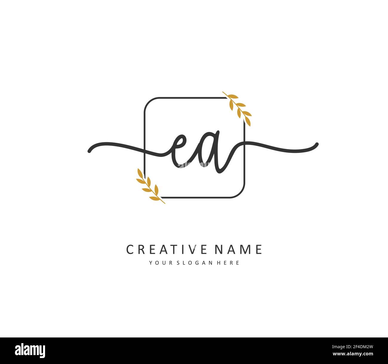 E EINE EA-Initialbrieffinschrift und ein Signaturlogo. Ein Konzept handschriftlich Initiallogo mit Template-Element. Stock Vektor