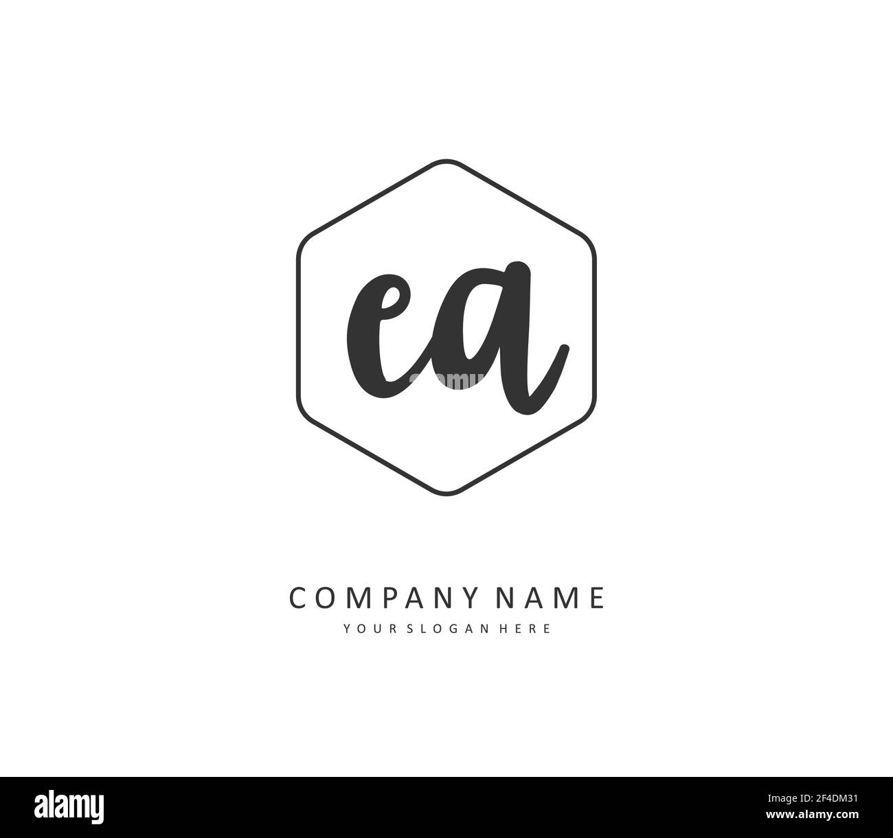 E EINE EA-Initialbrieffinschrift und ein Signaturlogo. Ein Konzept handschriftlich Initiallogo mit Template-Element. Stock Vektor