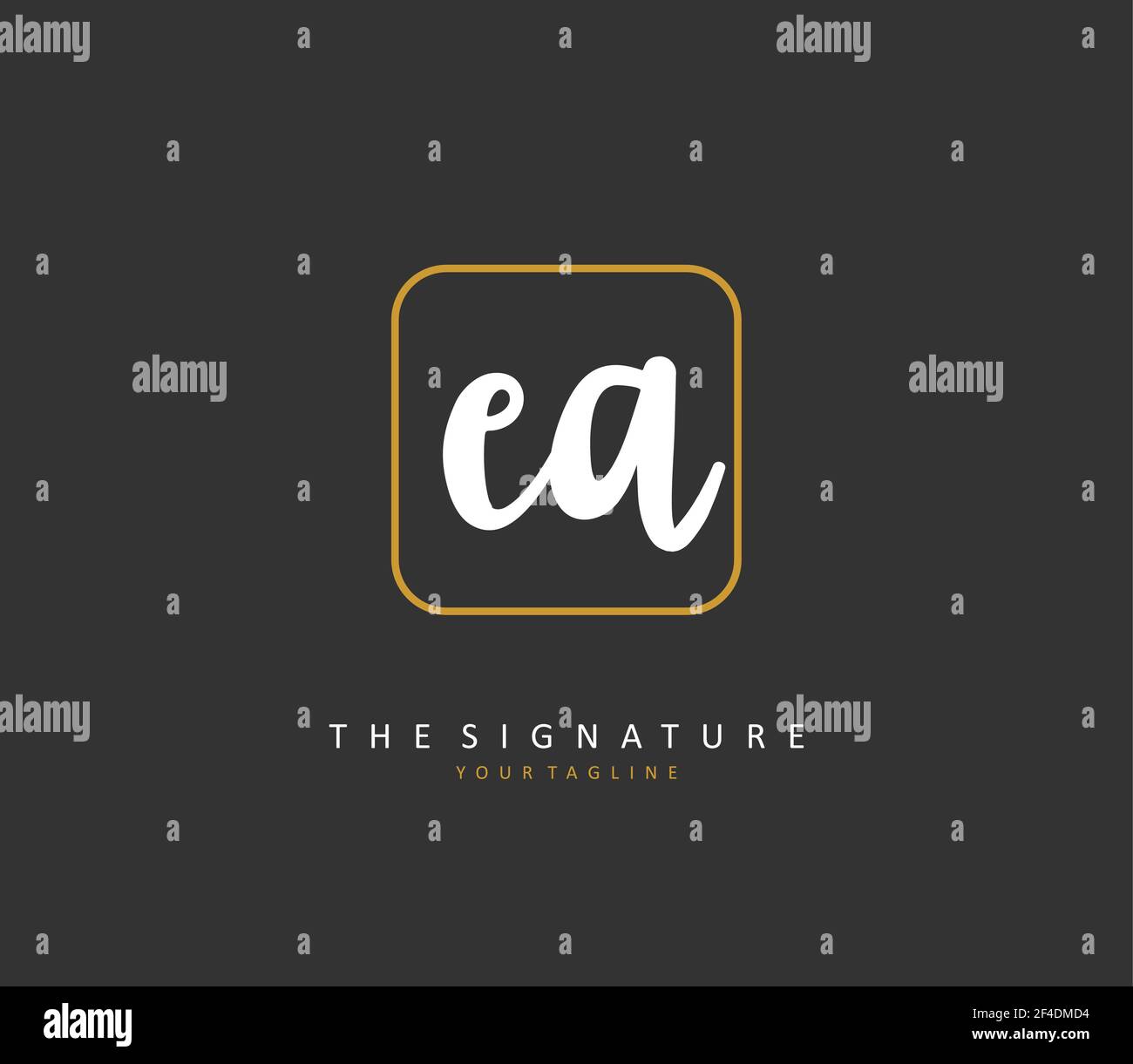 E EINE EA-Initialbrieffinschrift und ein Signaturlogo. Ein Konzept handschriftlich Initiallogo mit Template-Element. Stock Vektor