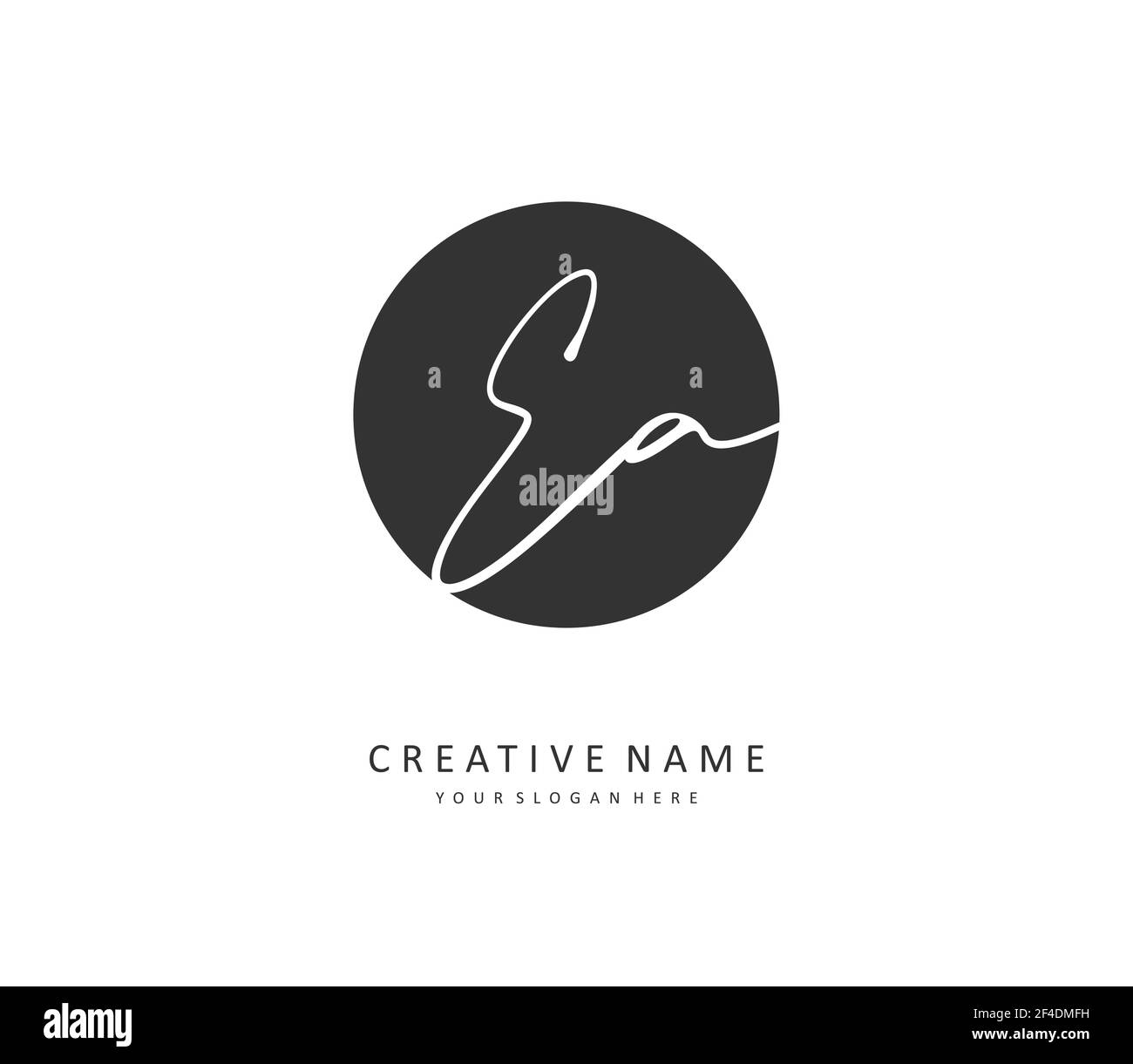 E EINE EA-Initialbrieffinschrift und ein Signaturlogo. Ein Konzept handschriftlich Initiallogo mit Template-Element. Stock Vektor