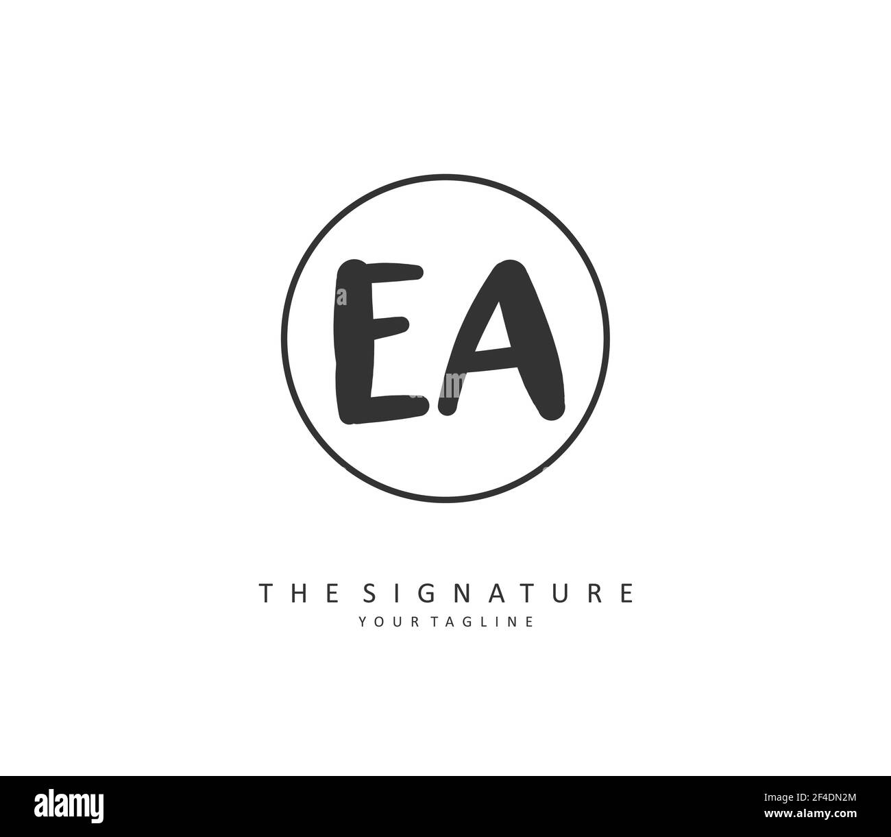 E EINE EA-Initialbrieffinschrift und ein Signaturlogo. Ein Konzept handschriftlich Initiallogo mit Template-Element. Stock Vektor