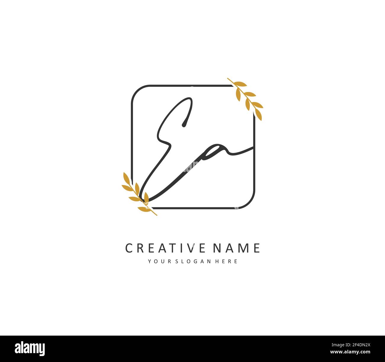 E EINE EA-Initialbrieffinschrift und ein Signaturlogo. Ein Konzept handschriftlich Initiallogo mit Template-Element. Stock Vektor