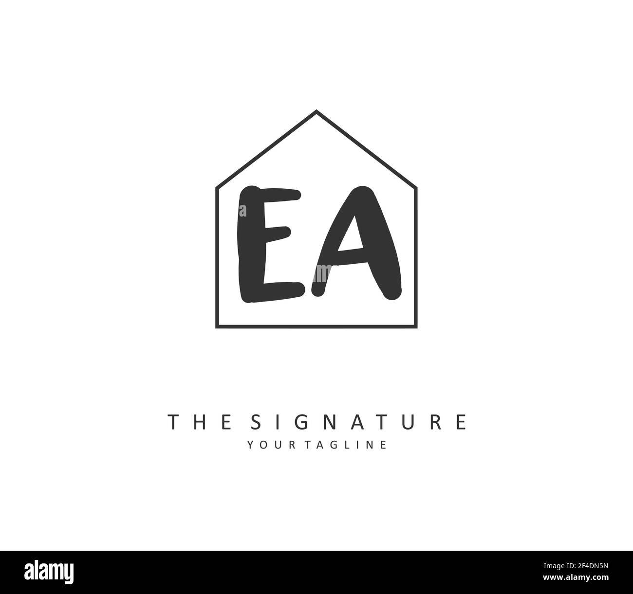 E EINE EA-Initialbrieffinschrift und ein Signaturlogo. Ein Konzept handschriftlich Initiallogo mit Template-Element. Stock Vektor