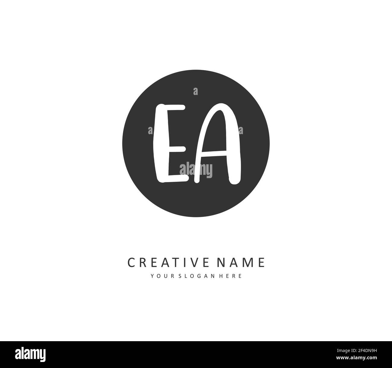 E EINE EA-Initialbrieffinschrift und ein Signaturlogo. Ein Konzept handschriftlich Initiallogo mit Template-Element. Stock Vektor