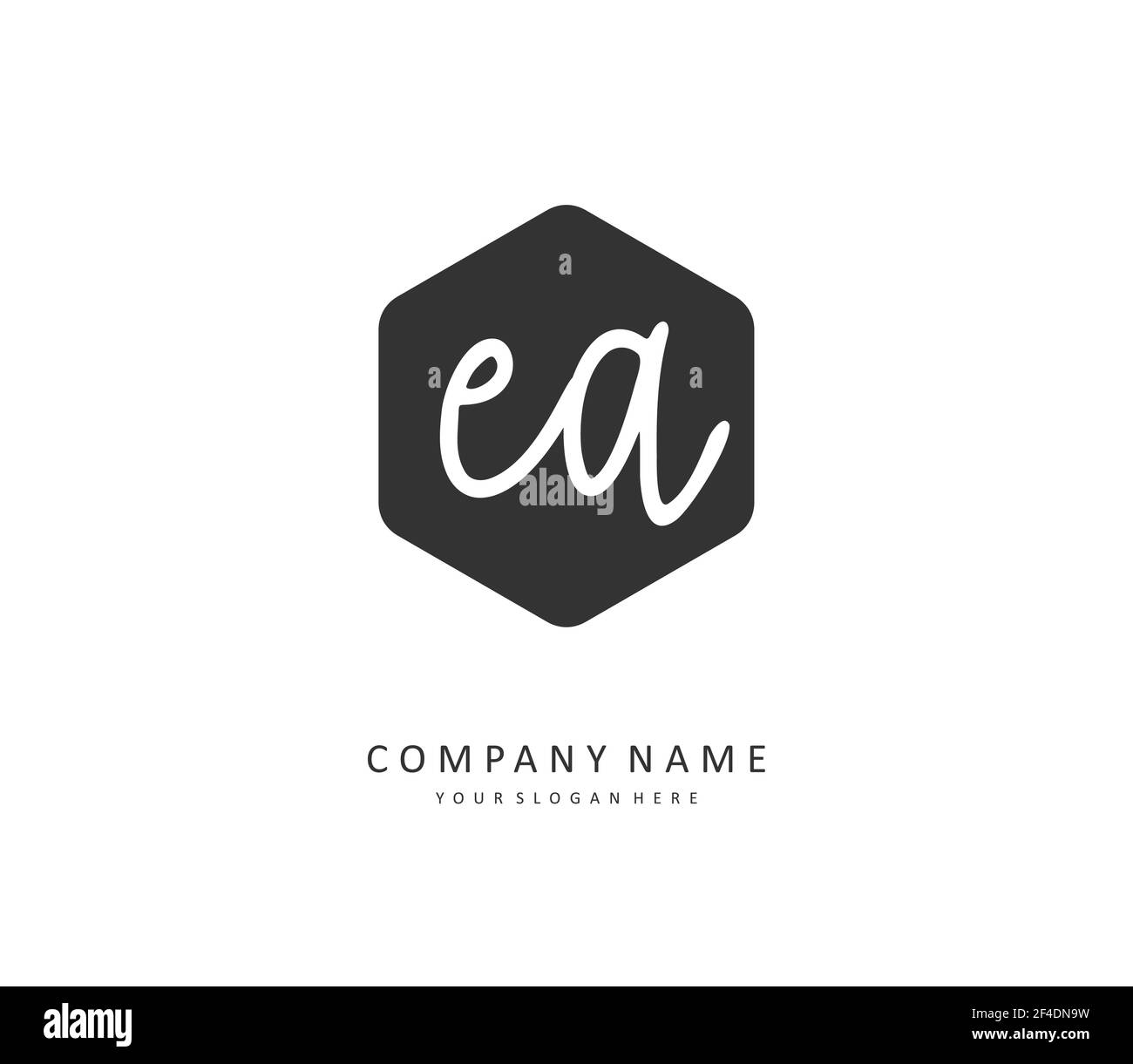 E EINE EA-Initialbrieffinschrift und ein Signaturlogo. Ein Konzept handschriftlich Initiallogo mit Template-Element. Stock Vektor