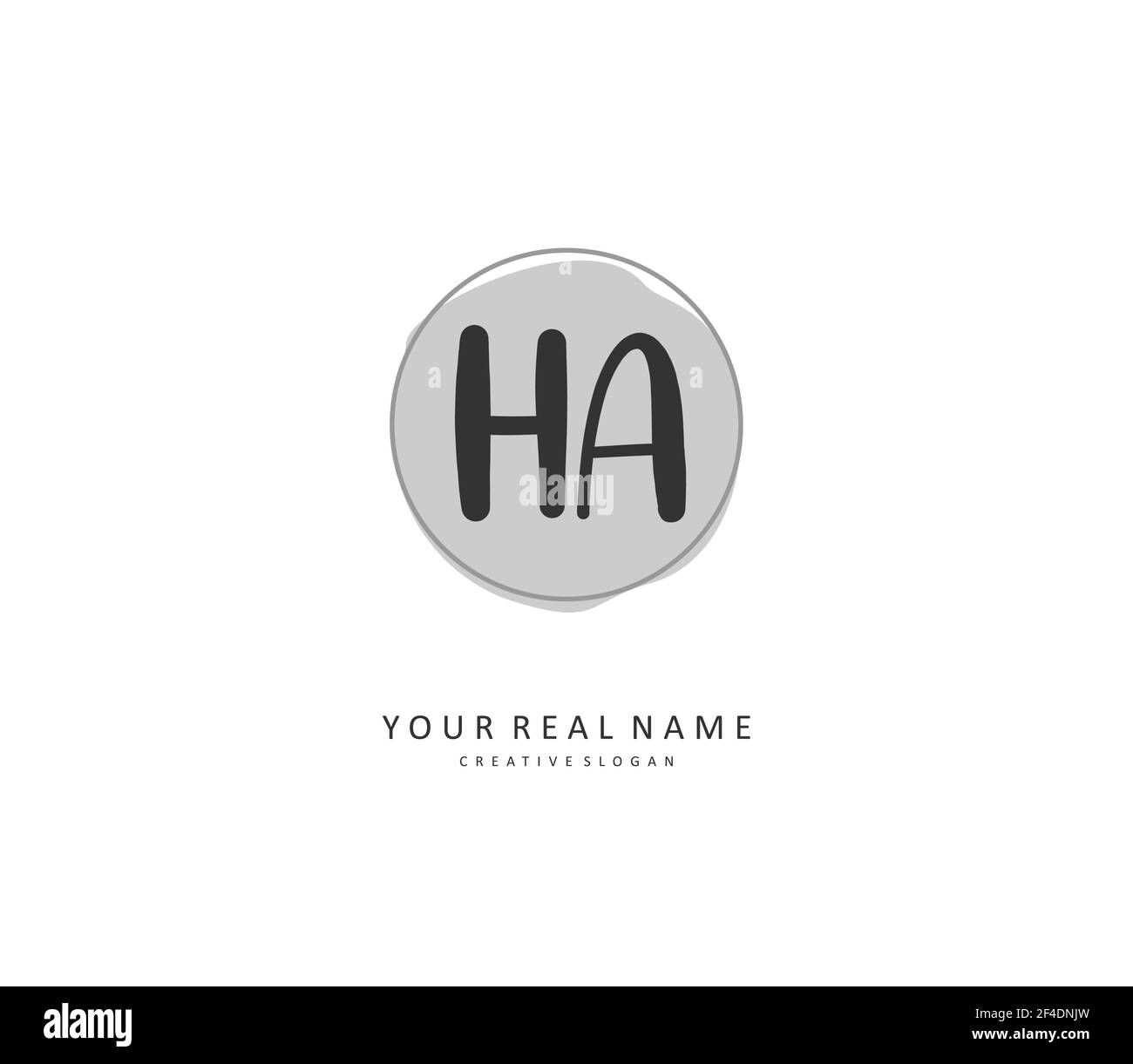 H A HA Initial Letter Handschrift und Unterschrift Logo. Ein Konzept handschriftlich Initiallogo mit Template-Element. Stock Vektor