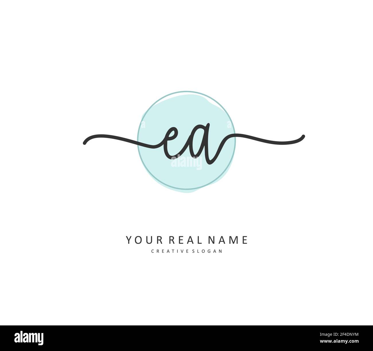 E EINE EA-Initialbrieffinschrift und ein Signaturlogo. Ein Konzept handschriftlich Initiallogo mit Template-Element. Stock Vektor