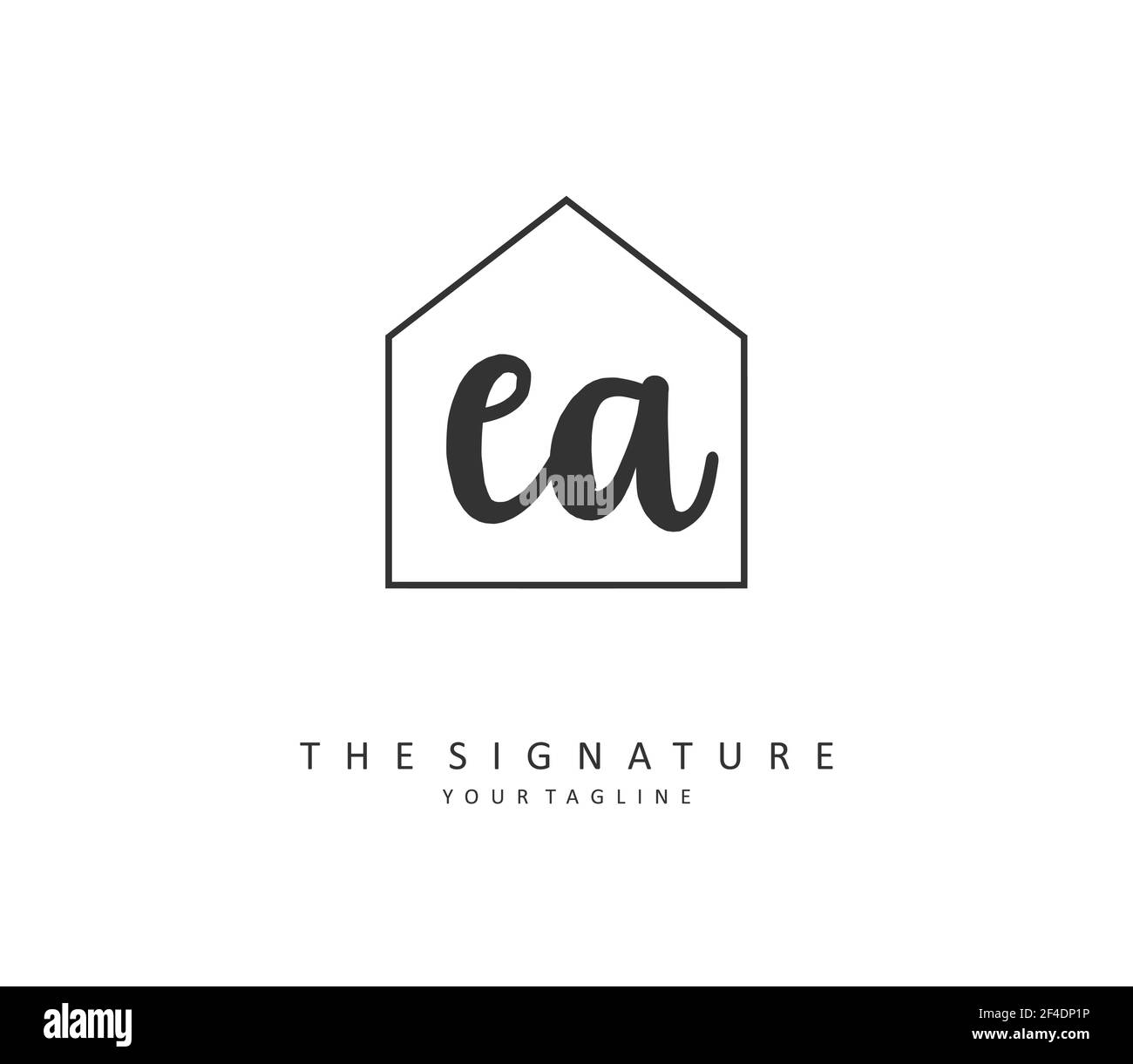 E EINE EA-Initialbrieffinschrift und ein Signaturlogo. Ein Konzept handschriftlich Initiallogo mit Template-Element. Stock Vektor