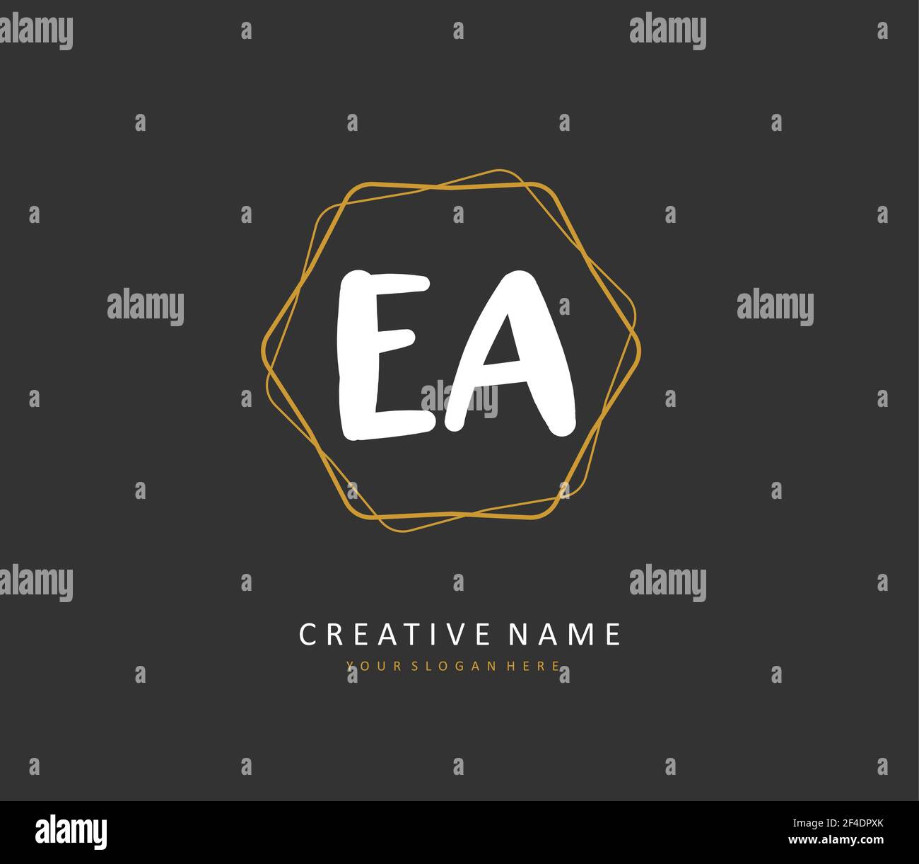 E EINE EA-Initialbrieffinschrift und ein Signaturlogo. Ein Konzept handschriftlich Initiallogo mit Template-Element. Stock Vektor