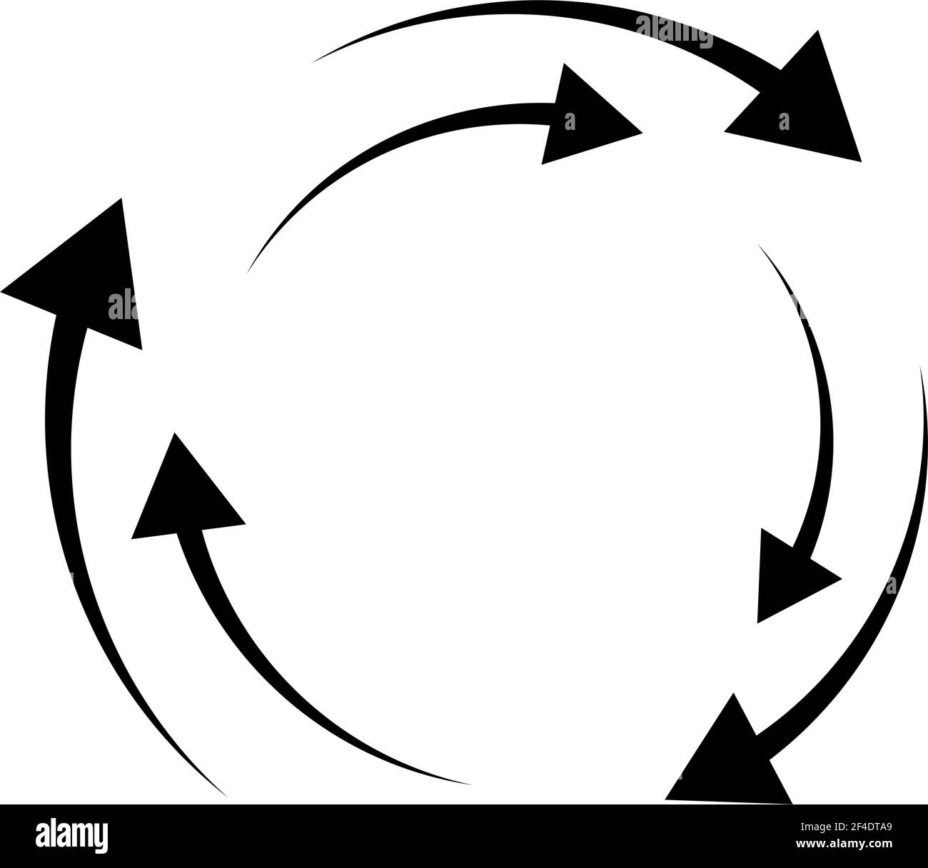 Rotierende Pfeile. Konzentrisches, radiales und kreisförmiges Pfeilelement. Zyklischer Cursor, Zeigersymbol – Vektorgrafik, Grafik-Clip-Art Stock Vektor