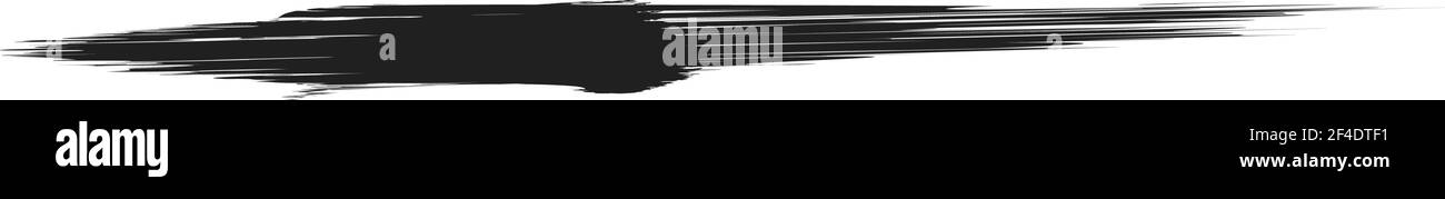 Grungy, Grunge, und strukturierte dicke Linie Trennlinie, Pinsel, Pinselstrich Vektor. Tinte, Flüssigkeit und Flüssigkeit horizontal Spritz-Effekt – Stock Vektor-Illust Stock Vektor