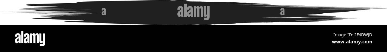 Grungy, Grunge, und strukturierte dicke Linie Trennlinie, Pinsel, Pinselstrich Vektor. Tinte, Flüssigkeit und Flüssigkeit horizontal Spritz-Effekt – Stock Vektor-Illust Stock Vektor