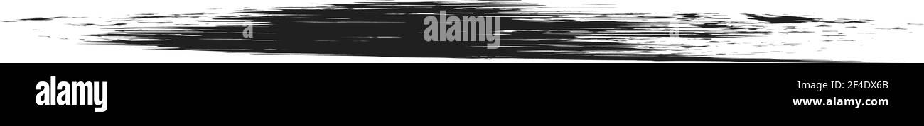 Grungy, Grunge, und strukturierte dicke Linie Trennlinie, Pinsel, Pinselstrich Vektor. Tinte, Flüssigkeit und Flüssigkeit horizontal Spritz-Effekt – Stock Vektor-Illust Stock Vektor
