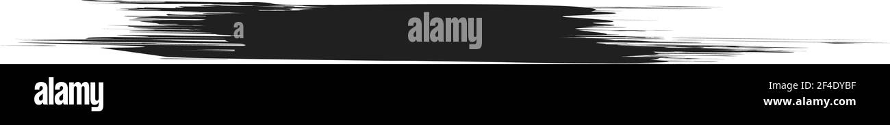 Grungy, Grunge, und strukturierte dicke Linie Trennlinie, Pinsel, Pinselstrich Vektor. Tinte, Flüssigkeit und Flüssigkeit horizontal Spritz-Effekt – Stock Vektor-Illust Stock Vektor