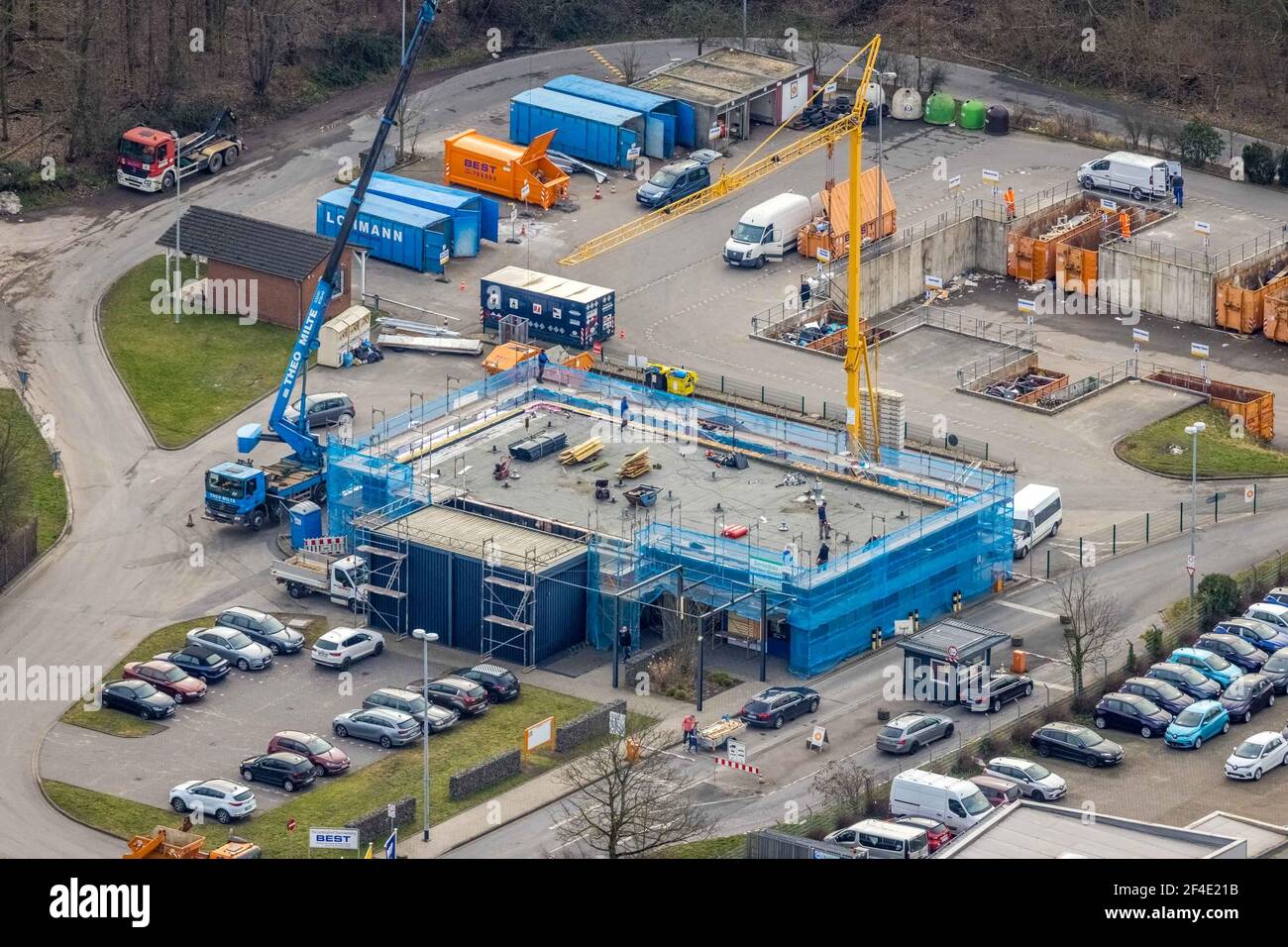 Luftaufnahme, Baustellenrecycling-Werft Donnerberg, Bottrop, Ruhrgebiet, Nordrhein-Westfalen, Deutschland, DE, Europa, Luftaufnahmen, Luftaufnahmen Stockfoto