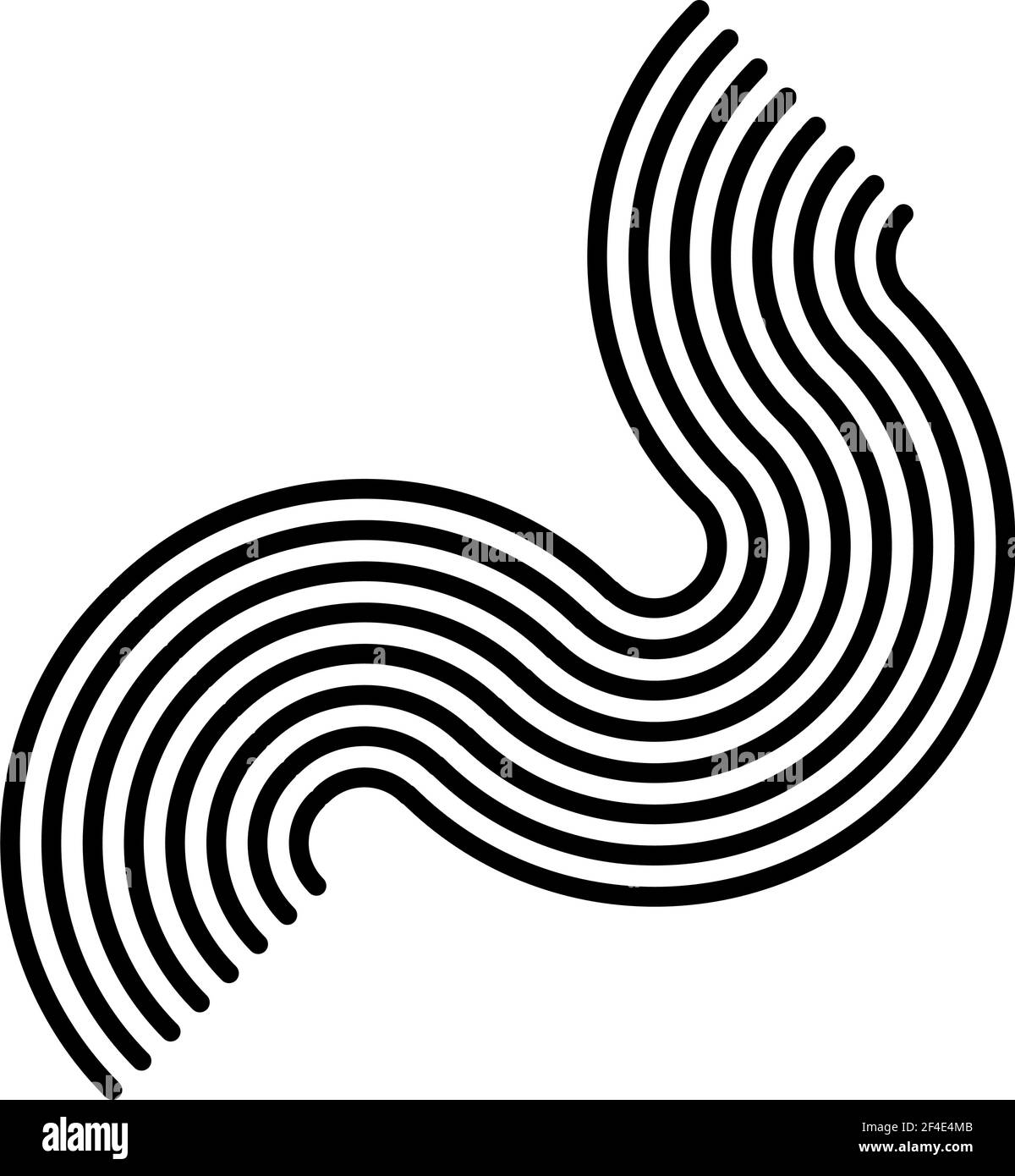 Grafik, Symbol, Symbol aus parallel gekrümmten Linien. Sturz, Flexure-Linien-Element – Vektorgrafik, Grafik-Clip-Art Stock Vektor