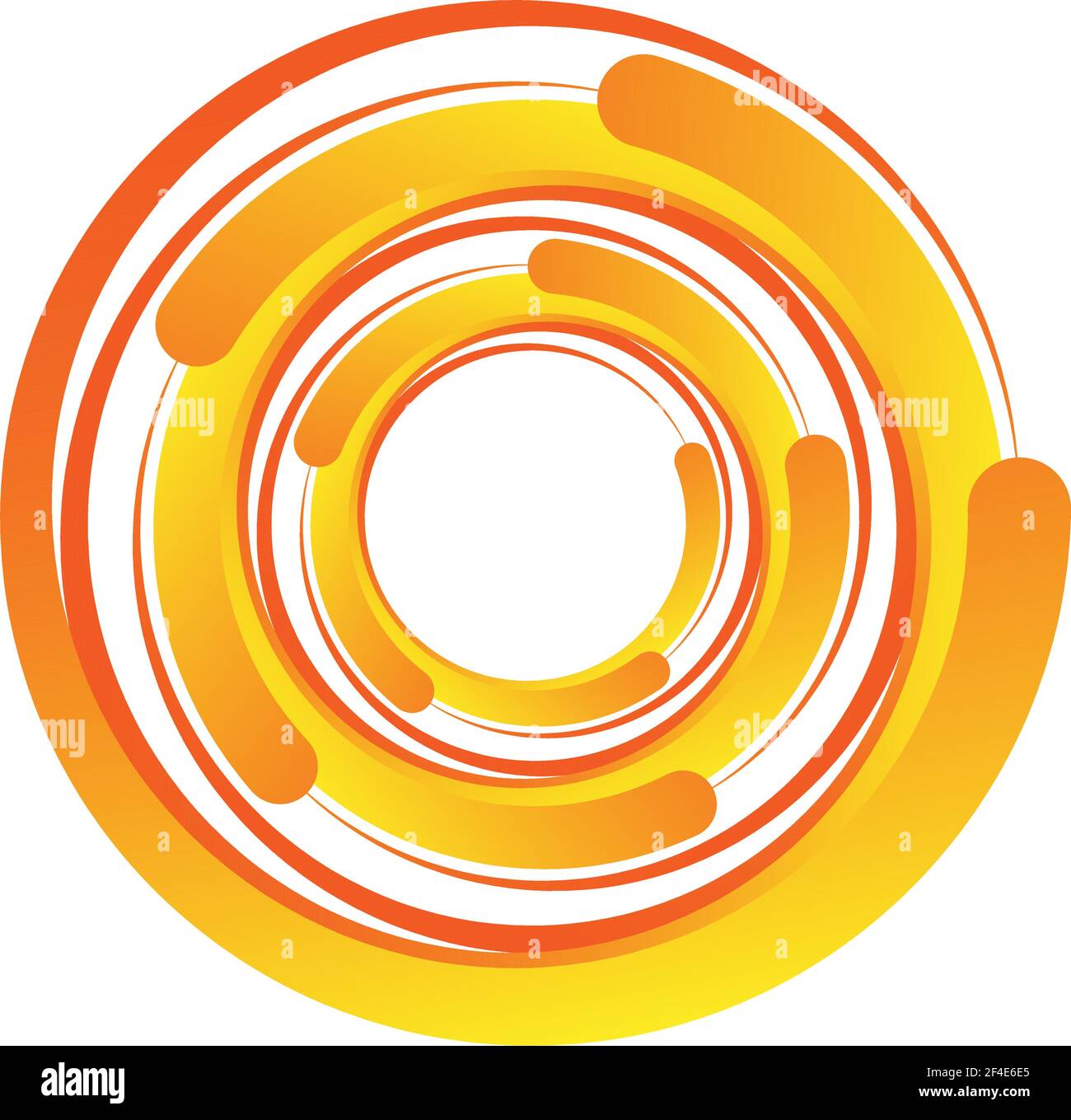 Zyklischer Kreis, Helix, Spiralelement. Konzentrische Form mit Rotations-, Zentrifuge- und Kreideeffekt. Vektordarstellung „Drehen“, „Wirbeln“ und „Wirbeln“ – S Stock Vektor