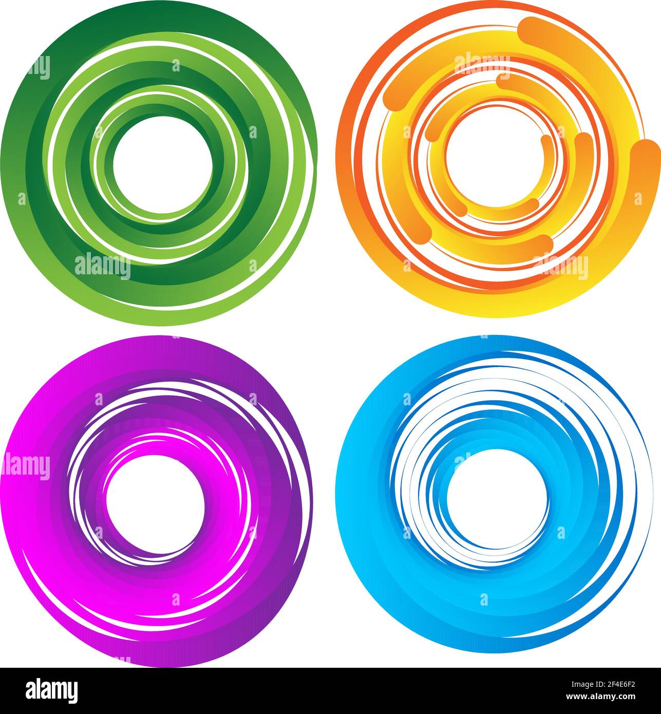 Zyklischer Kreis, Helix, Spiralelement. Konzentrische Form mit Rotations-, Zentrifuge- und Kreideeffekt. Vektordarstellung „Drehen“, „Wirbeln“ und „Wirbeln“ – S Stock Vektor