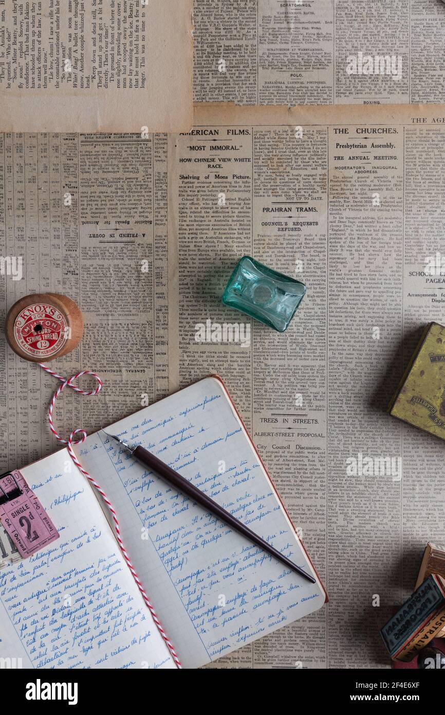 Schreibtagebuch flach Lay Stockfoto