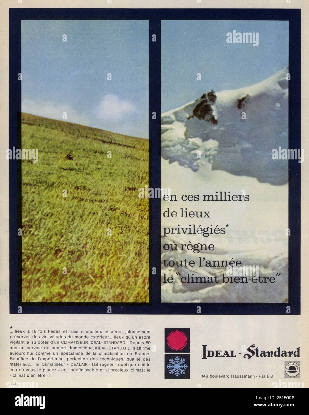 Publicité ancienne CLIMATISEUR IDEAL-STANDARD .1963 Stockfoto