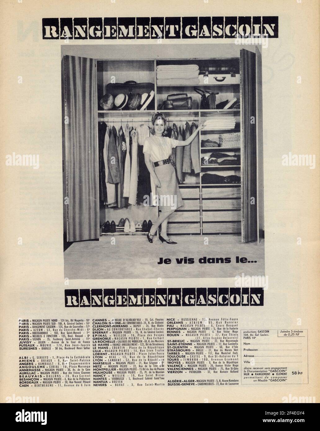 Publicité ancienne RANGEMENT GASCOIN. 1963 Stockfoto