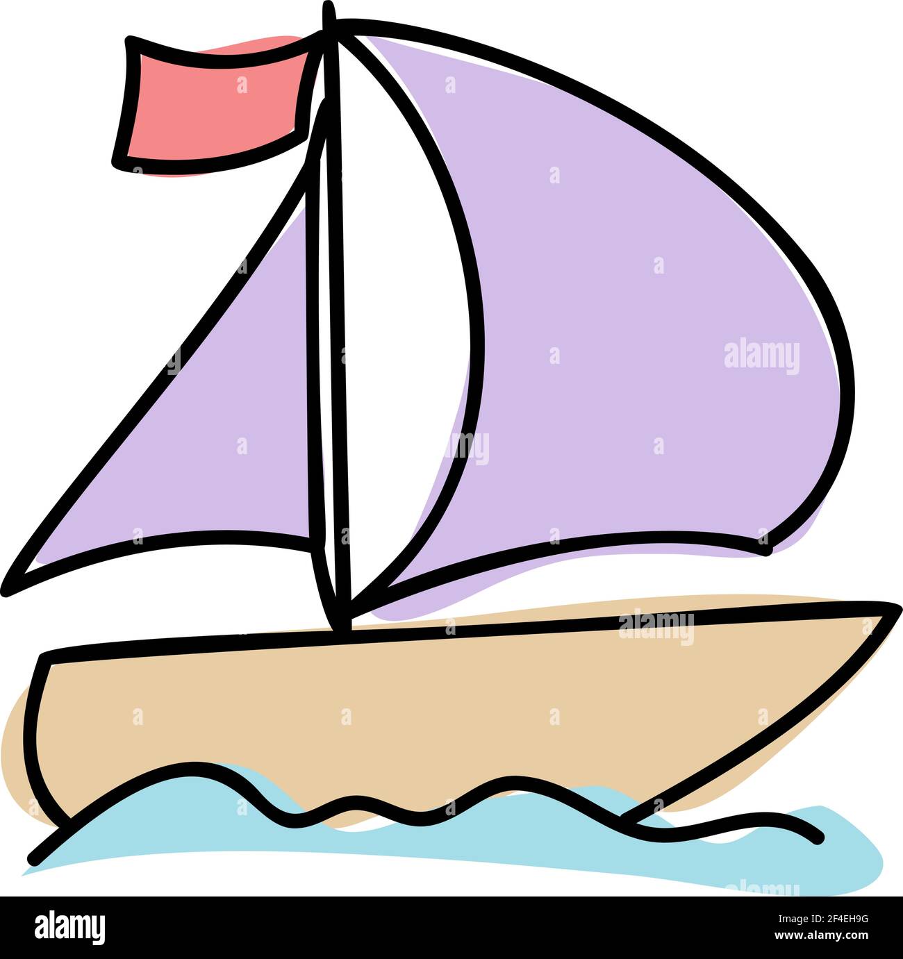 Segelboot Hand gezeichnet Umriss Doodle Symbol Sommer. Schifffahrt und Yacht, Wassertransport, Freizeitkonzept. Vektor Skizze Illustration für Print, Web Stock Vektor