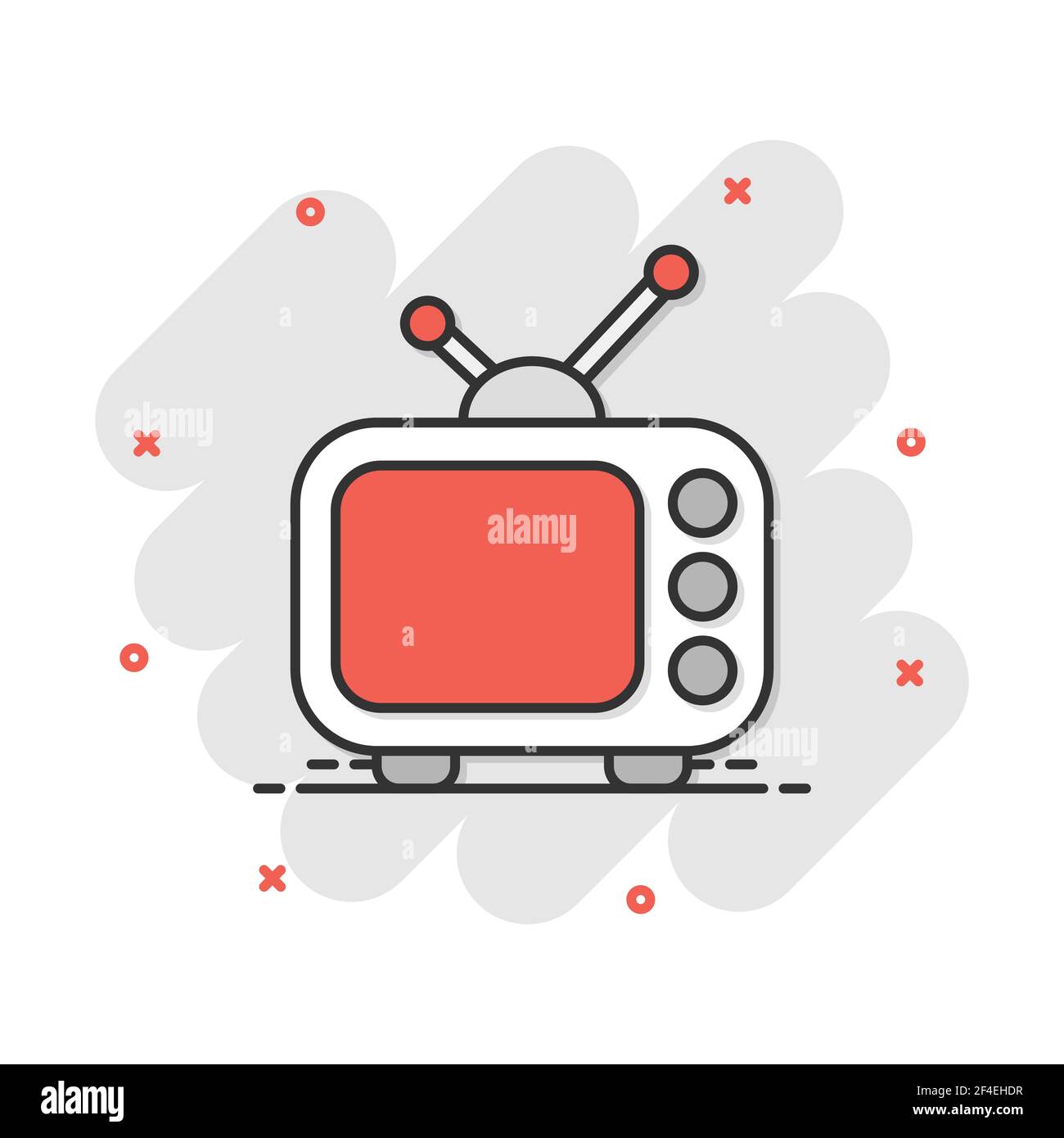 Vektor cartoon Fernsehen Symbol Monitor in Comic Stil. Tv-Bildschirm Konzept Abbildung Piktogramm. Tv-Show business splash Wirkung Konzept. Stock Vektor