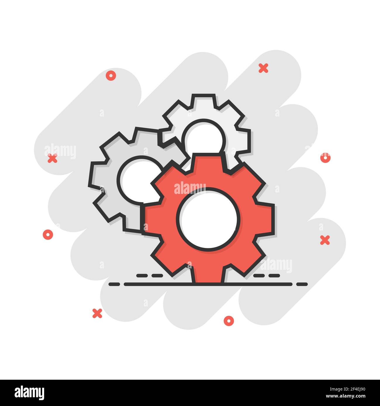 Vektor cartoon Zahnradsymbol im Comic-stil. Zahnrad Konzept Abbildung Piktogramm. Zahnrad Zahnrad business splash Wirkung Konzept. Stock Vektor