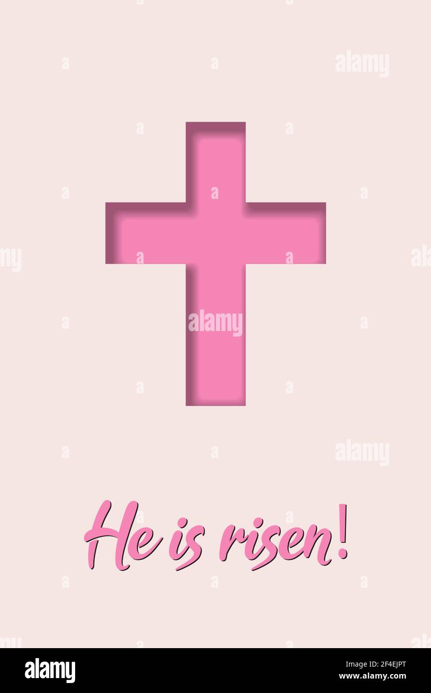 Ostern. Das Symbol des Kreuzes - die Auferstehung Jesu Christi mit Text Stock Vektor
