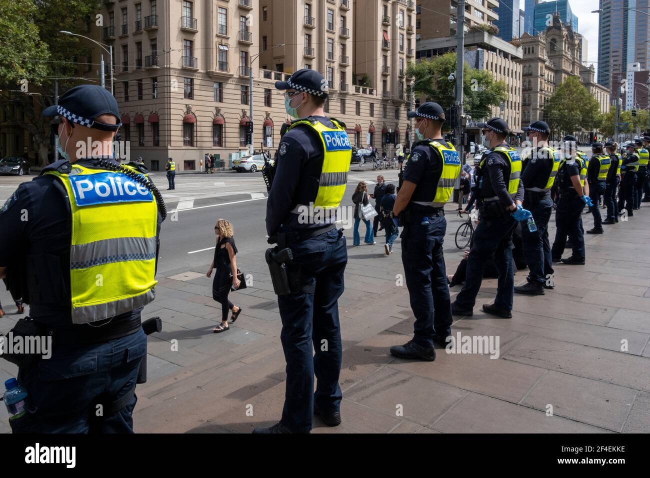 Polizeiwache Regierungsgebäude in Melbourne, Victoria, Australien Stockfoto