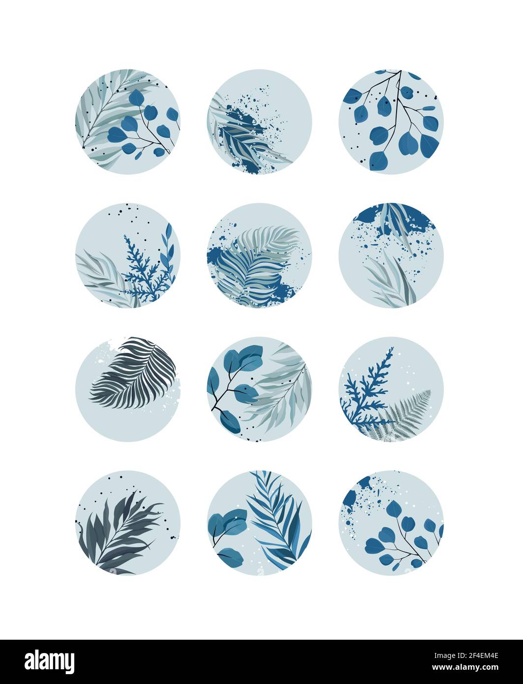 Highlight Cover-Set, abstrakte florale botanische Icons für Social Media. Vektorgrafik Stock Vektor