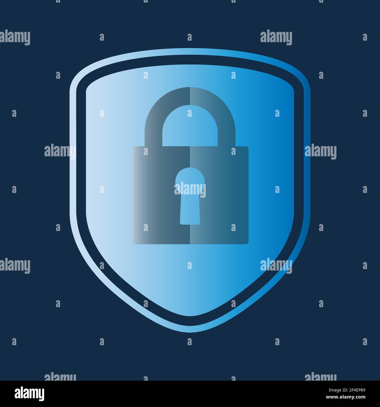 Sicherheitsschild mit Vorhängeschloss-Symbol, Cybersecurity-Vektor-Illustration Stock Vektor