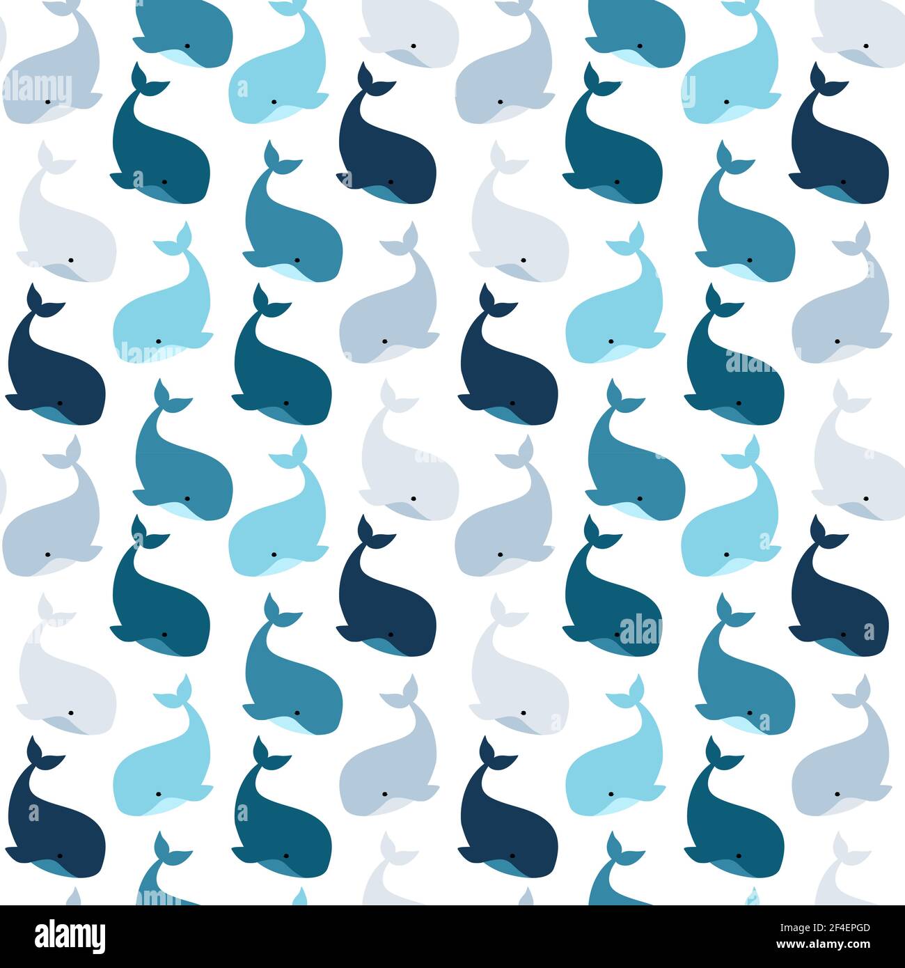 Nahtloses Muster mit Walen. Kreative handgezeichnete Textur für Stoff, Verpackung, Textil, Tapete, Bekleidung. Vektorgrafik Stockillustration. P Stock Vektor