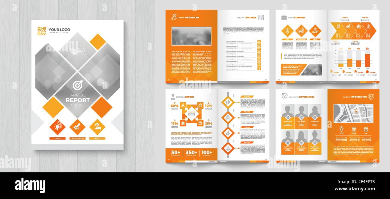 Geschäftsbericht mit Deckblatt. Broschüre, Mappe, Präsentation, Broschüre. A4-Format. Stock Vektor