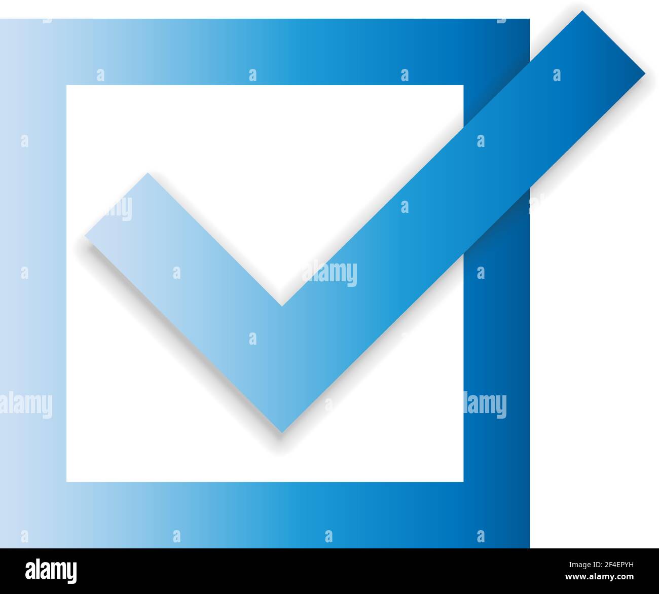 Blaues Kontrollkästchen mit Häkchen bei Vektorgrafik mit weißem Hintergrund Stock Vektor