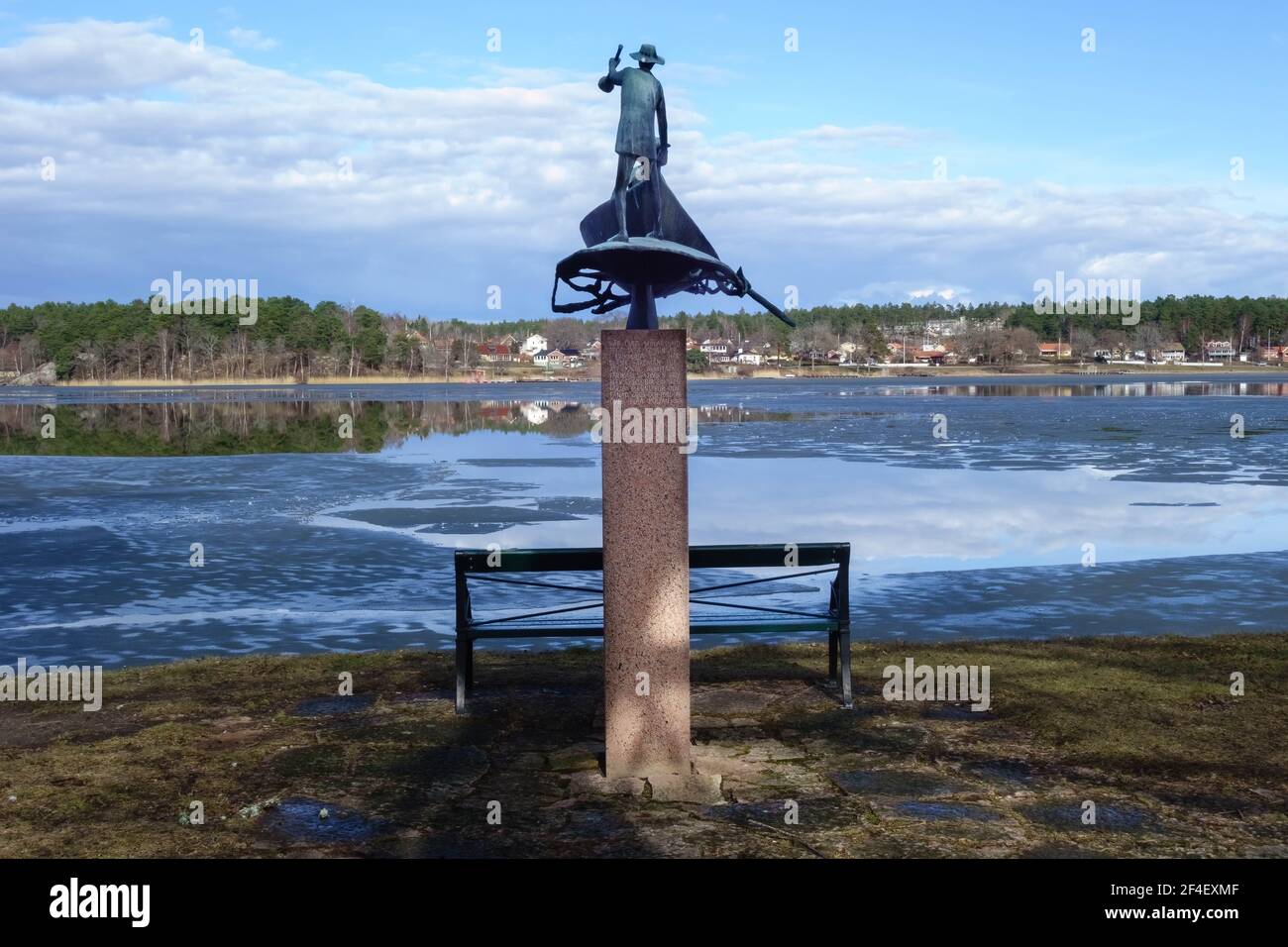 Das Eis des Mälarensees gehört bald der Vergangenheit an. Stockfoto