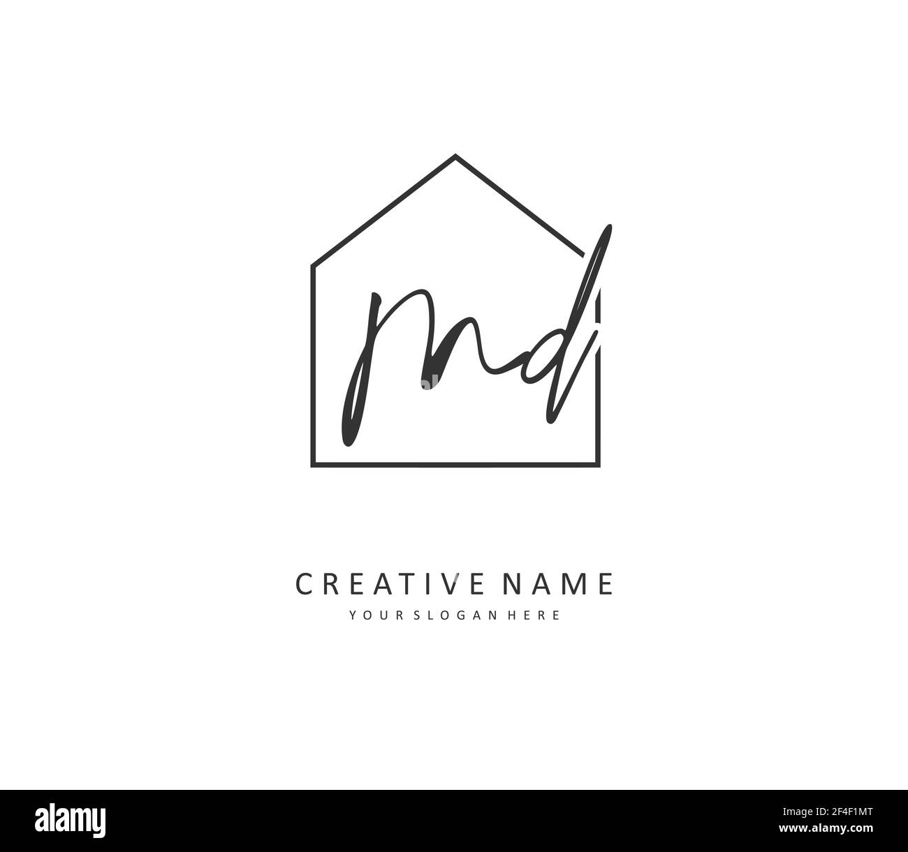 MD Initial Letter Handschrift und Unterschrift Logo. Ein Konzept handschriftlich Initiallogo mit Template-Element. Stock Vektor