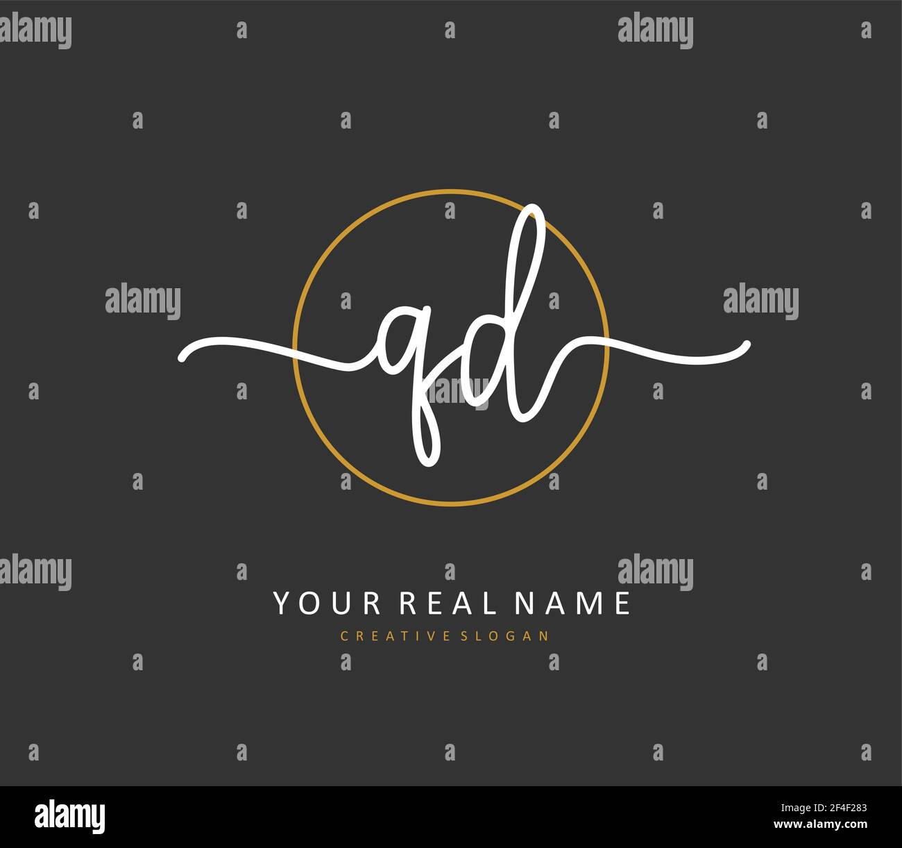 QD-Anfangsbuchstaben und Signaturlogo. Ein Konzept handschriftlich Initiallogo mit Template-Element. Stock Vektor