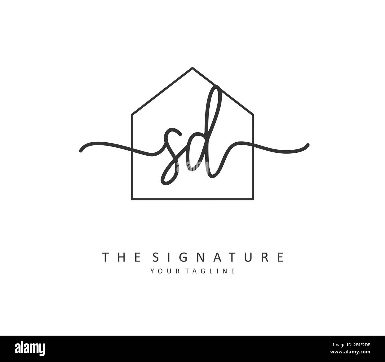 SD-Anfangsbuchstaben und Signaturlogo. Ein Konzept handschriftlich Initiallogo mit Template-Element. Stock Vektor